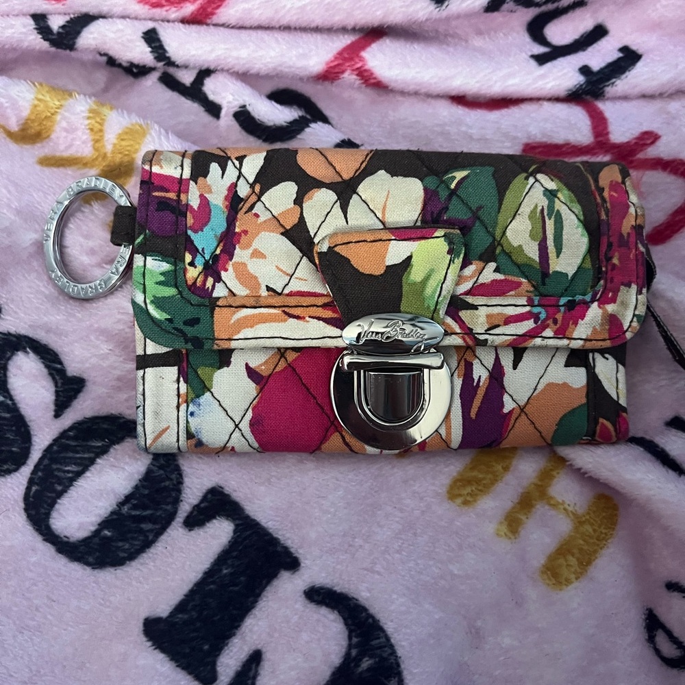 Green and Pink Geometric Wallet with Silver Clasp